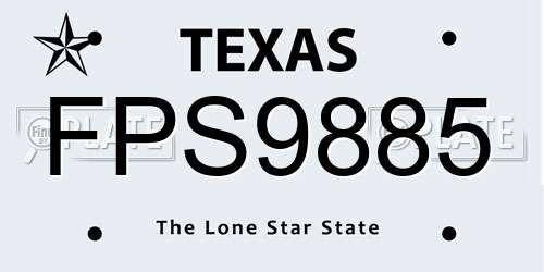 FPS9885 Texas License Plate