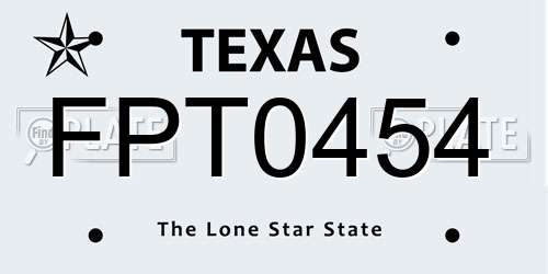 FPT0454 Texas License Plate