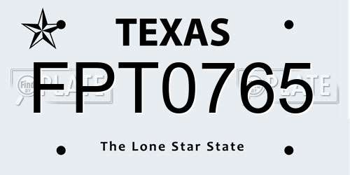 FPT0765 Texas License Plate