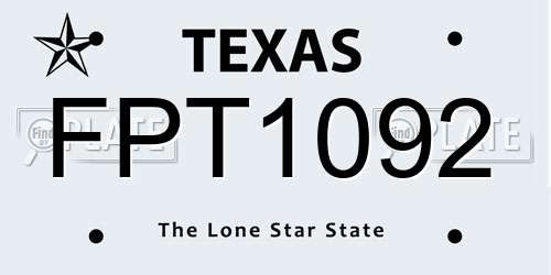FPT1092 Texas License Plate