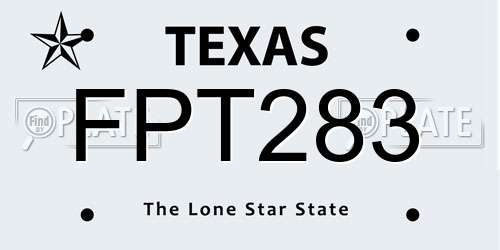 FPT283 Texas License Plate