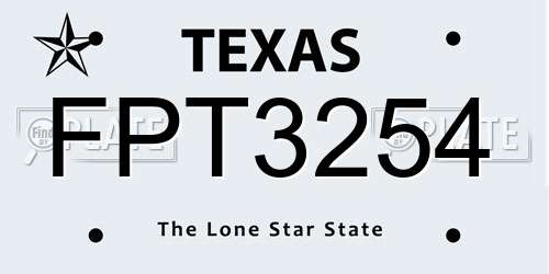 FPT3254 Texas License Plate