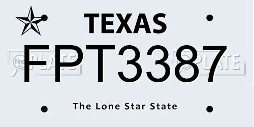 FPT3387 Texas License Plate