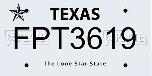 FPT3619 Texas License Plate