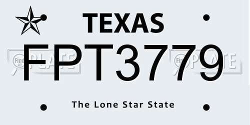 FPT3779 Texas License Plate