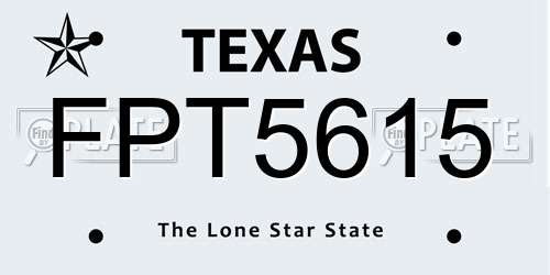 FPT5615 Texas License Plate