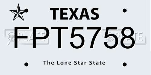 FPT5758 Texas License Plate