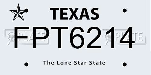 FPT6214 Texas License Plate