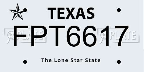 FPT6617 Texas License Plate
