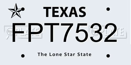 FPT7532 Texas License Plate