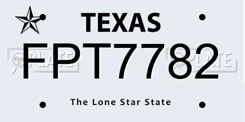 FPT7782 Texas License Plate