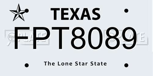 FPT8089 Texas License Plate