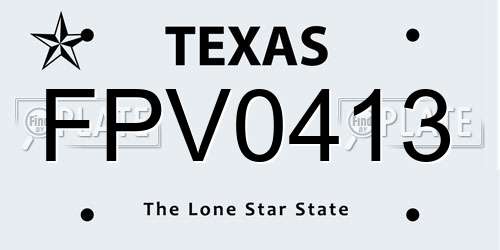 FPV0413 Texas License Plate