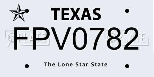 FPV0782 Texas License Plate