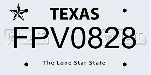 FPV0828 Texas License Plate