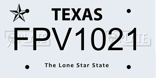 FPV1021 Texas License Plate