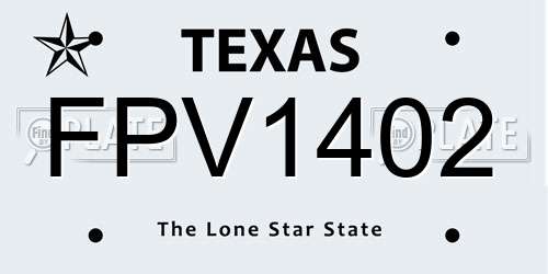 FPV1402 Texas License Plate