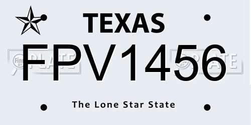 FPV1456 Texas License Plate