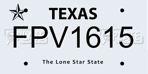 FPV1615 Texas License Plate