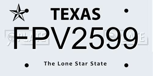 FPV2599 Texas License Plate