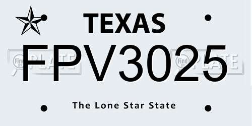 FPV3025 Texas License Plate