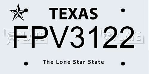 FPV3122 Texas License Plate