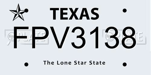 FPV3138 Texas License Plate