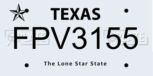 FPV3155 Texas License Plate