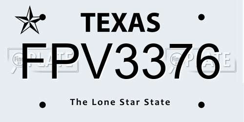 FPV3376 Texas License Plate