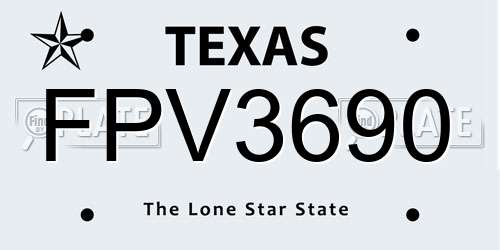 FPV3690 Texas License Plate