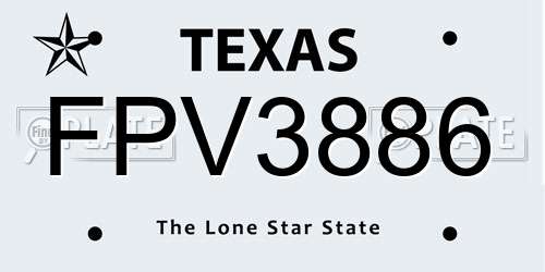 FPV3886 Texas License Plate
