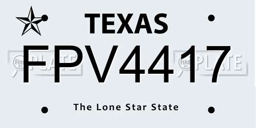 FPV4417 Texas License Plate