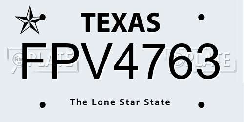 FPV4763 Texas License Plate