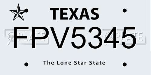 FPV5345 Texas License Plate