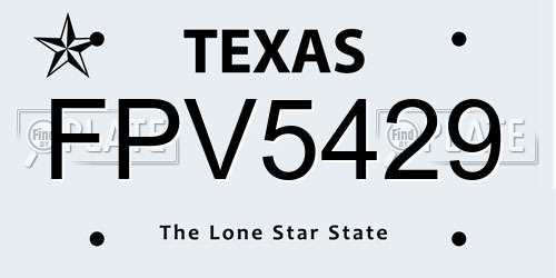 FPV5429 Texas License Plate