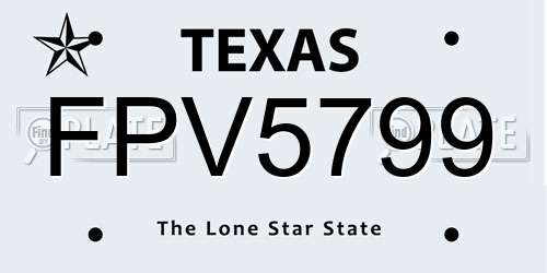 FPV5799 Texas License Plate