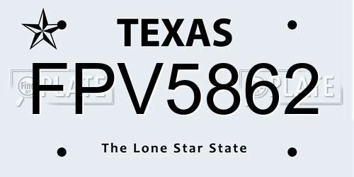 FPV5862 Texas License Plate