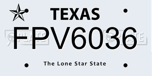 FPV6036 Texas License Plate