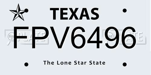 FPV6496 Texas License Plate