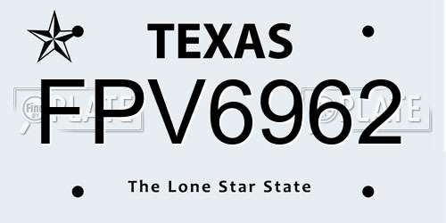 FPV6962 Texas License Plate