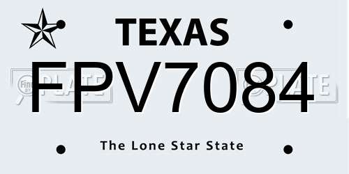 FPV7084 Texas License Plate