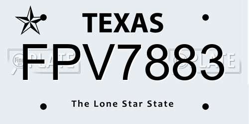 FPV7883 Texas License Plate