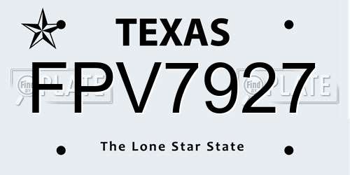 FPV7927 Texas License Plate