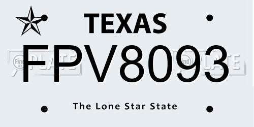 FPV8093 Texas License Plate