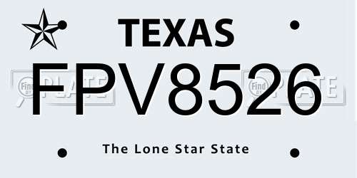 FPV8526 Texas License Plate
