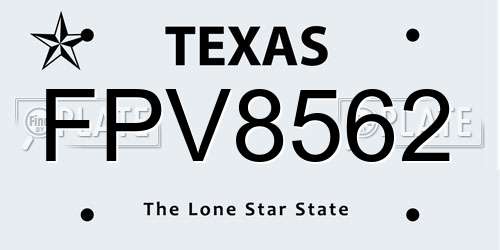 FPV8562 Texas License Plate