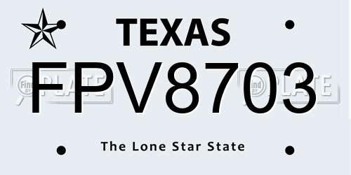 FPV8703 Texas License Plate