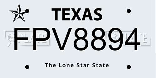 FPV8894 Texas License Plate