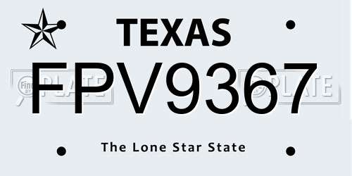 FPV9367 Texas License Plate