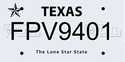 FPV9401 Texas License Plate